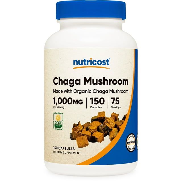 Nutricost Chaga Mushroom Capsules 1000mg, 75 Servings, 150 Capsules Supplement