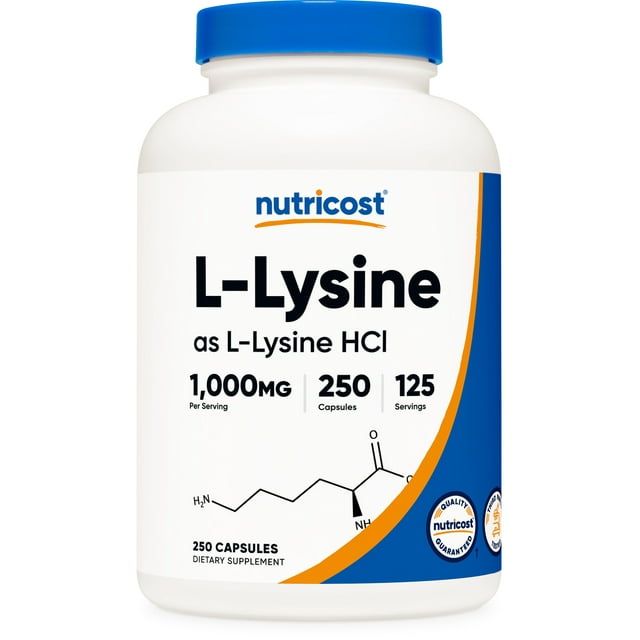 Nutricost L Lysine 1000mg Supplement, 250 Capsules 500mg Per Capsule