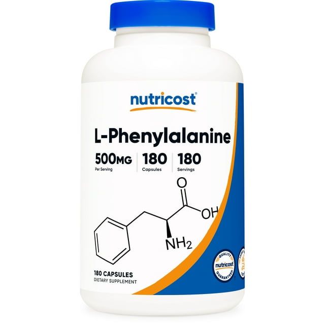 Nutricost L Phenylalanine 500mg; 180 Capsules Non GMO, Amino Acid Supplement