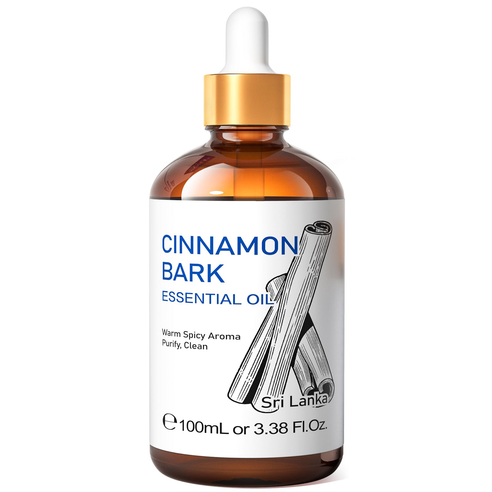 HIQILI 100ML Cinnamon Bark Essential Oils,100% Pure Nature for Aromatherapy, Diffuser, Humidifier, Massage, Relieving Stress