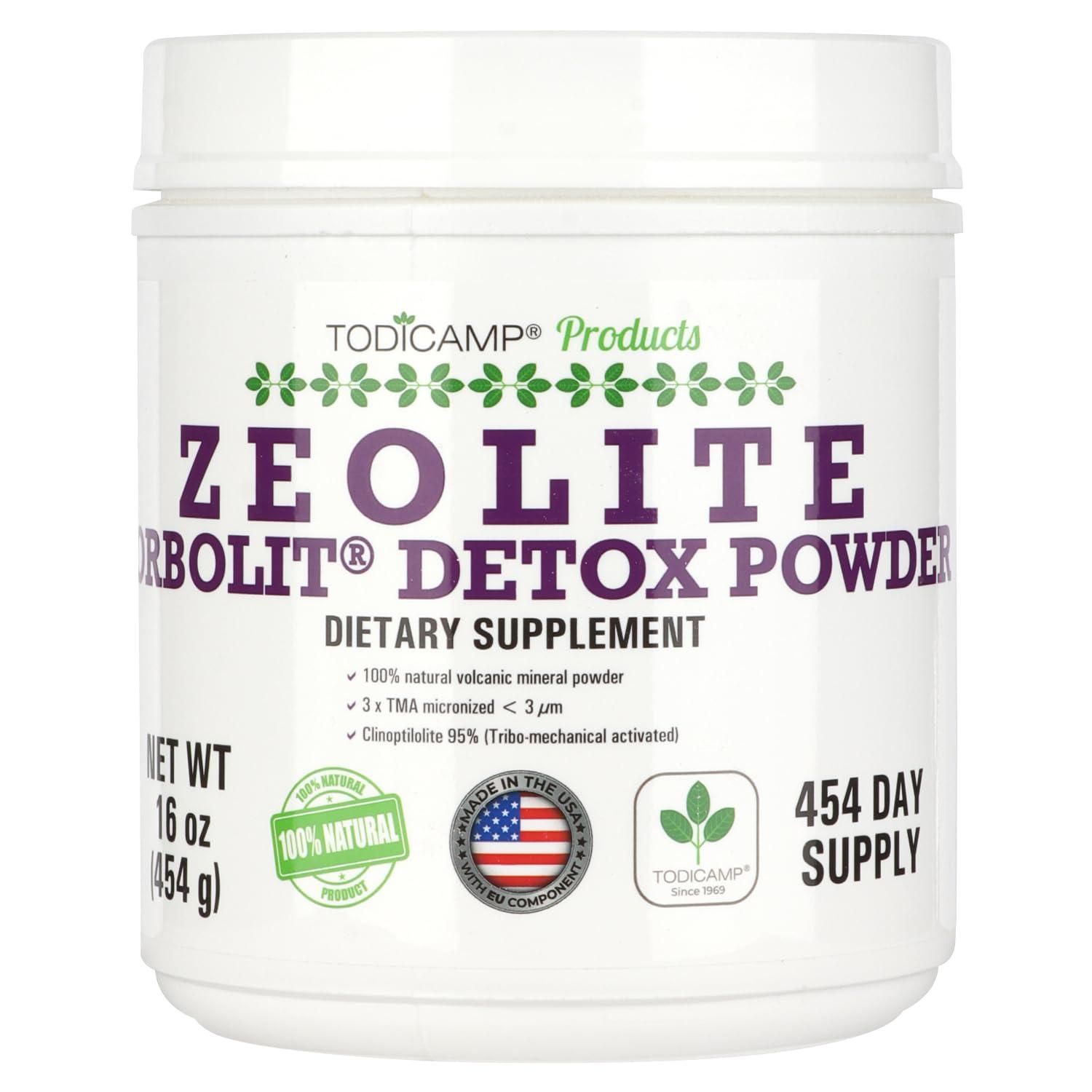 Todicamp Sorbolit Zeolite Detox Powder 1 lb Clinoptilolite Zeolite Powder Clinoptilolite Powder for Cellular Detox 454 Days Supply