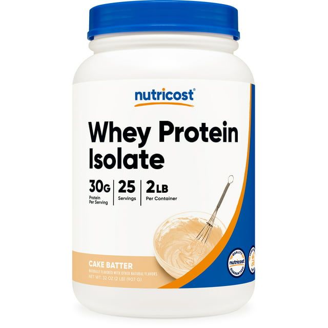 Nutricost Whey Protein Isolate Powder Cake Batter (2 LB) Gluten Free & Non GMO