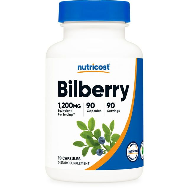 Nutricost Bilberry Capsules 1200mg Equivalent (90 Vegetarian Capsules) Non GMO Supplement