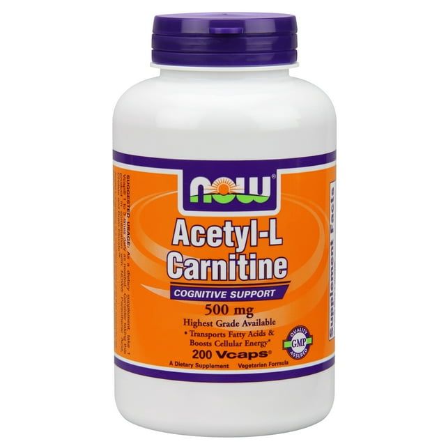 NOW Foods Acetyl L Carn 500Mg 200 Vegetable Capsules