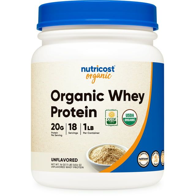 Nutricost Organic Whey Protein Powder (Unflavored) 1LB Non GMO